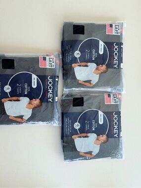 Lot 3 Jockey Mens Small Black V-Neck T-Shirts 100% Cotton Tees 2 pack USA made